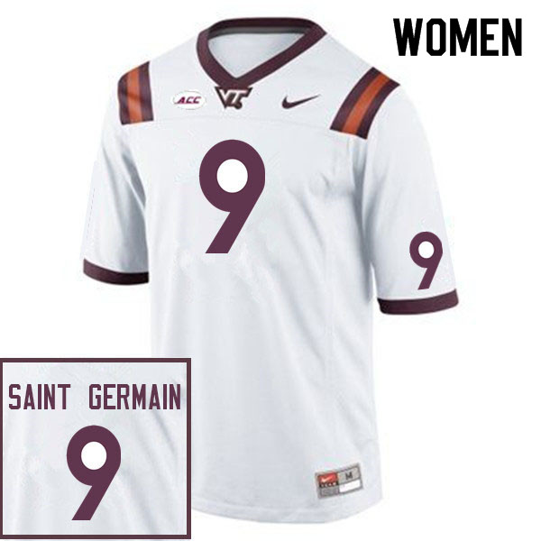 Women #9 Harrison Saint Germain Virginia Tech Hokies College Football Jerseys Sale-White
